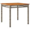vidaXL Gartentisch Grau 80x80x75 cm Poly Rattan Akazienholz