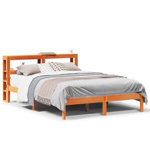 vidaXL Bettgestell mit Kopfteil ohne Matratze Wachsbraun 140x200 cm