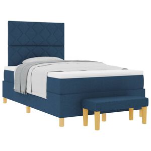 vidaXL Boxspringbett mit Kissen mit Kopfteil Blau 190 x 120 cm Stoff