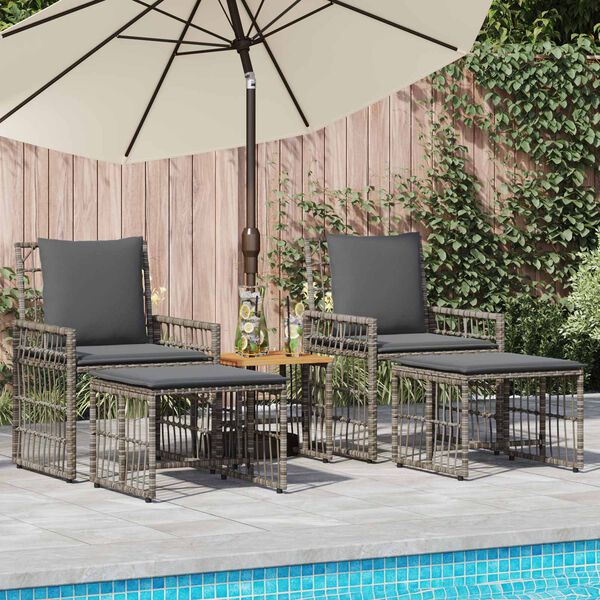 vidaXL Gartenm&ouml;bel Set 5 pcs Schwarz und Dunkelgrau