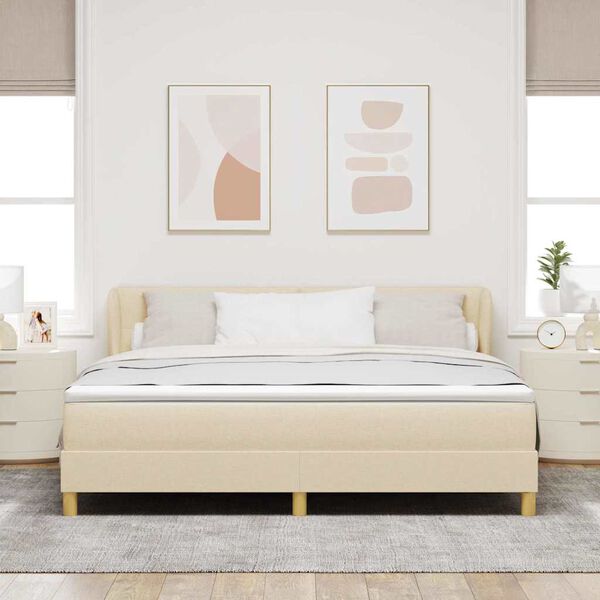 vidaXL Boxspringbett mit Matratze Creme 180 x 200 cm Stoff