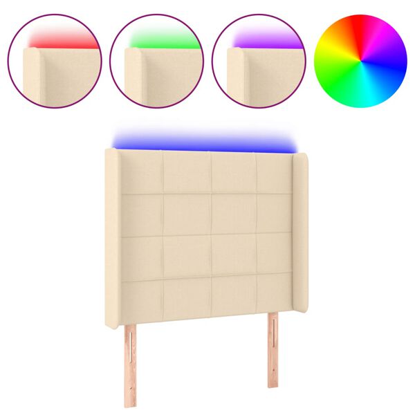 vidaXL LED Kopfteil Creme 93x16x118/128 cm Stoff