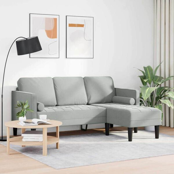 vidaXL Sofa Set mit Kissen Hellgrau Polyester
