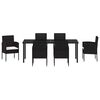 vidaXL Garten Essgruppe mit Kissen 7 pcs Schwarz Poly-Rattan