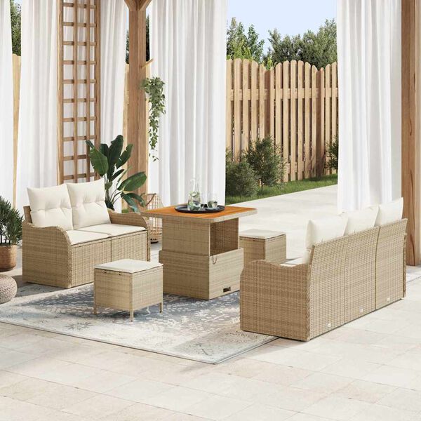vidaXL Garten-Sofa-Set 8 pcs Beige Poly-Rattan