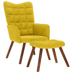 vidaXL Relaxsessel mit Hocker Gelber Samt