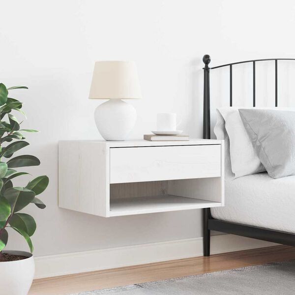 vidaXL Nachttisch Wei&szlig; 50 x 32,5 x 24 cm Massivholz Kiefer