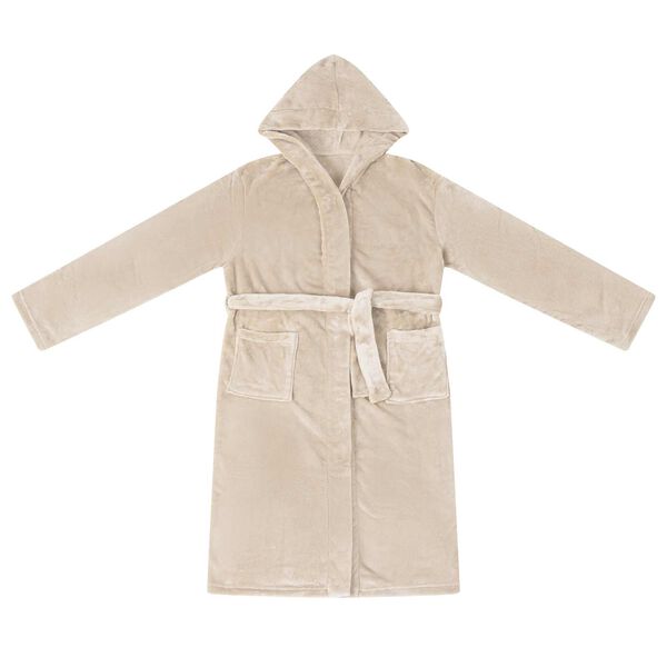 vidaXL Bademantel Hoodie Beige S Flanell