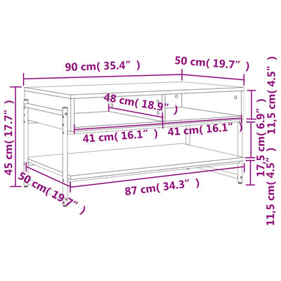 vidaXL Couchtisch Braun Eichen-Optik 90x50x45 cm Holzwerkstoff