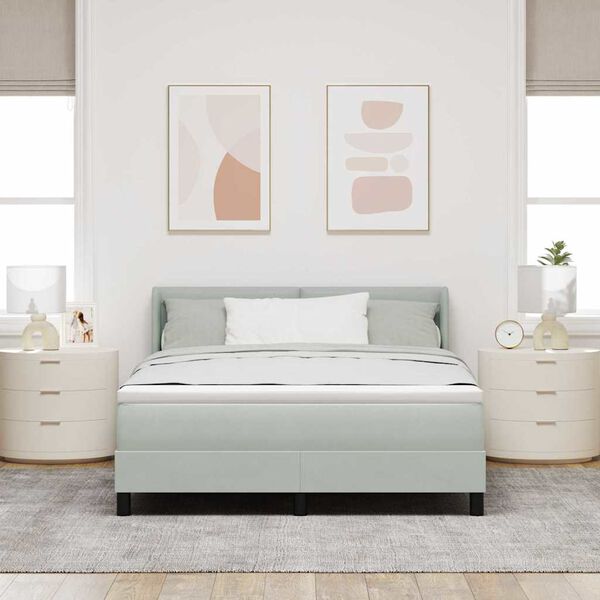 vidaXL Boxspringbett mit Matratze Hellgrau 200 x 140 cm Polyester