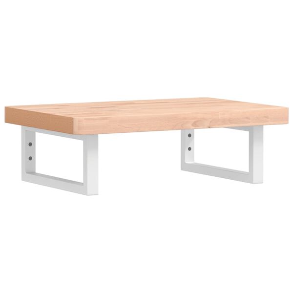 vidaXL Waschbeckenregal Wandmontage Stahl und Massivholz Buche