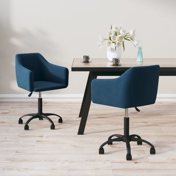 vidaXL Esszimmerst&uuml;hle 2 Stk. Drehbar Blau Samt