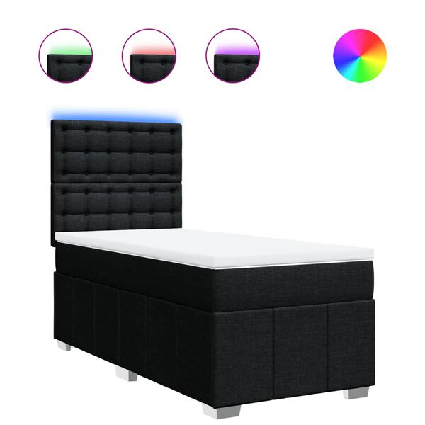 vidaXL Boxspringbett mit Matratze Schwarz 80x200 cm Stoff