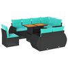 vidaXL 9-tlg. Garten-Sofagarnitur mit Kissen Schwarz Poly Rattan