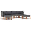 vidaXL 7-tlg. Garten-Lounge-Set mit Kissen Poly Rattan Grau