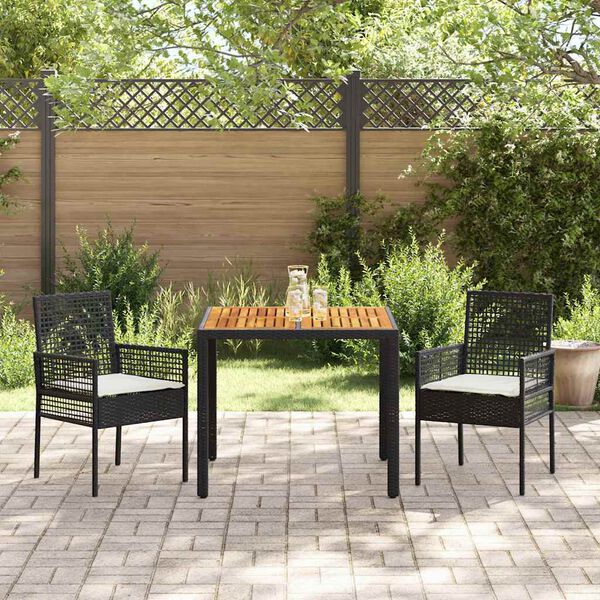 vidaXL Garten Essgruppe 5 pcs Schwarz Poly-Rattan