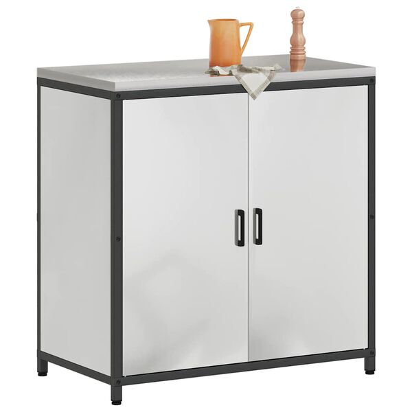 vidaXL K&uuml;chenaufbewahrung mit Regal Silber 60 x 50 x 92 cm Stahl