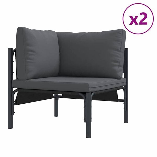 vidaXL Gartensofa-set mit Kissen 7 pcs Schwarz Stahl