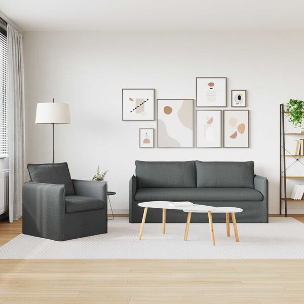 vidaXL Sofa Set 2 pcs Dunkelgrau 196 x 82 x 85 cm Stoff