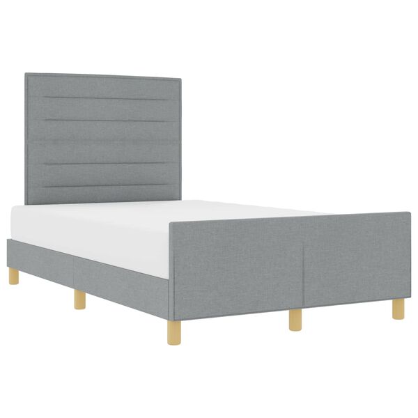 vidaXL Bettgestell mit Kopfteil Hellgrau 140 x 190 cm Stoff