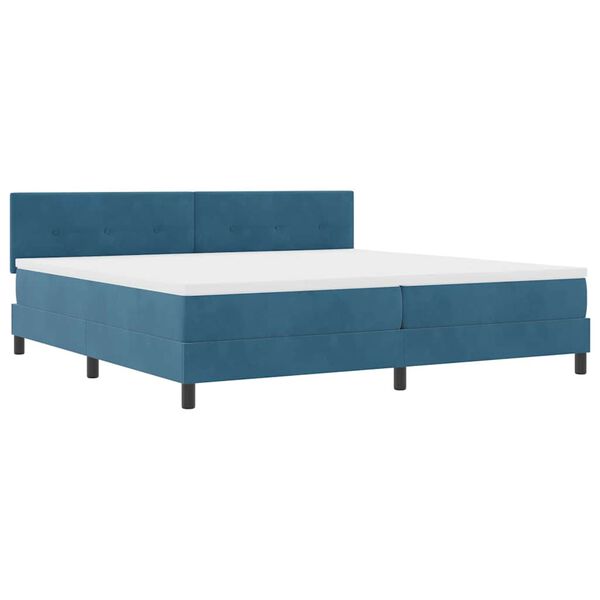 vidaXL LED Boxspringbett mit Matratze Dunkelblau 200 x 200 cm Samt