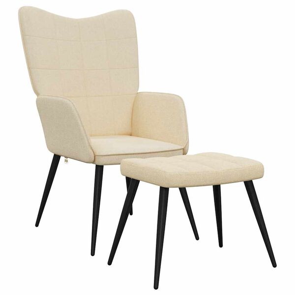 vidaXL Relaxsessel mit Hocker Creme Stoff