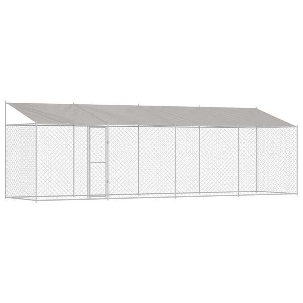 vidaXL Hundek&auml;fig mit Dach Silber 800 x 200 x 256 cm Stahl und PE