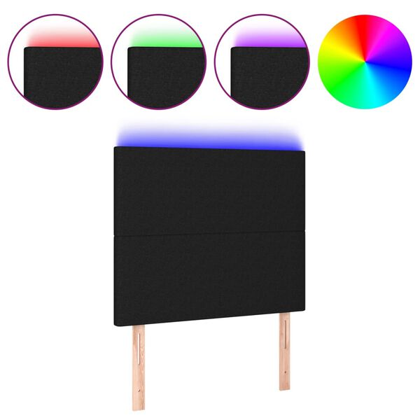 vidaXL LED Kopfteil Schwarz 80x5x118/128 cm Stoff