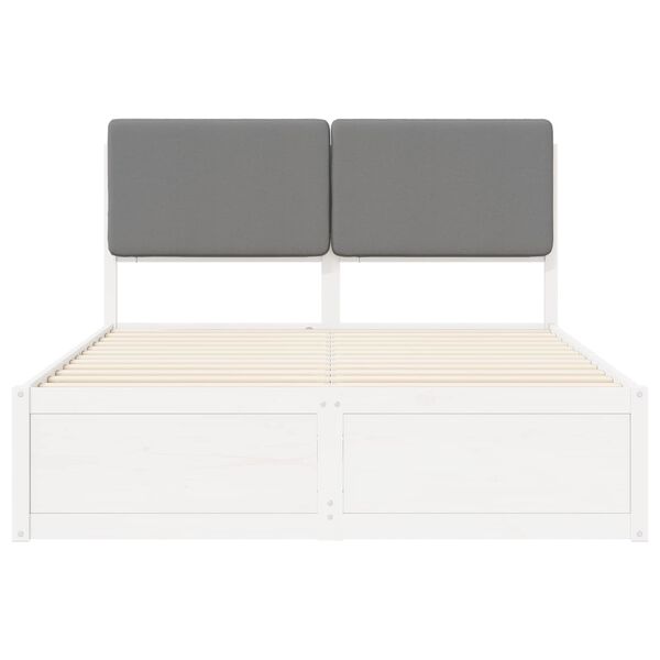 vidaXL Bettgestell mit gepolstertem Kopfteil Dunkelgrau 135 x 190 cm