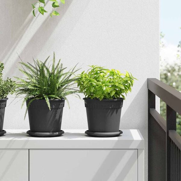 vidaXL Blument&ouml;pfe 6 pcs Schwarz &Oslash; 17 x 14 cm Kunststoff