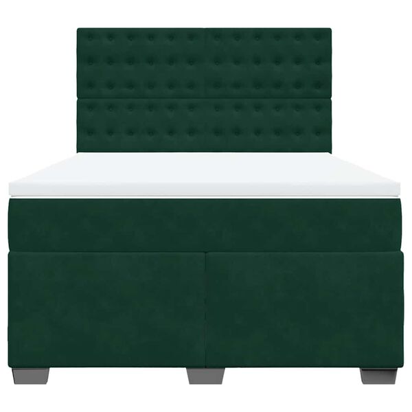 vidaXL Boxspringbett mit Matratze Dunkelgr&uuml;n 160x200 cm Samt