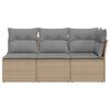 vidaXL Gartensofa mit Kissen 3-Sitzer Beige Poly Rattan