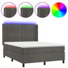 vidaXL Boxspringbett mit Matratze & LED Dunkelgrau 140x190 cm Samt