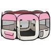 vidaXL Faltbarer Welpenlaufstall mit Tragetasche Rosa 125x125x61 cm