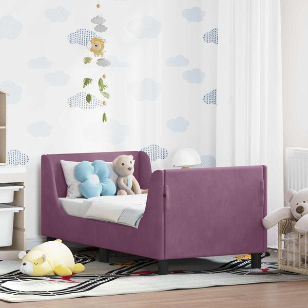 vidaXL Kinderbettgestell mit Kopfteil Lila 70 x 140 cm Samt