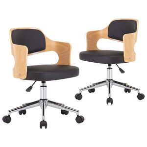 vidaXL Esszimmerst&uuml;hle 2 Stk. Drehbar Schwarz Bugholz und Kunstleder