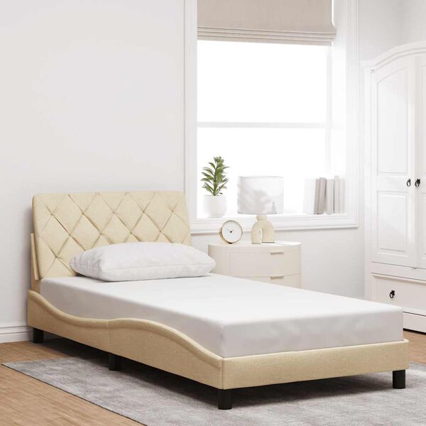 vidaXL Bettgestell ohne Matratze Creme 100x200 cm Stoff