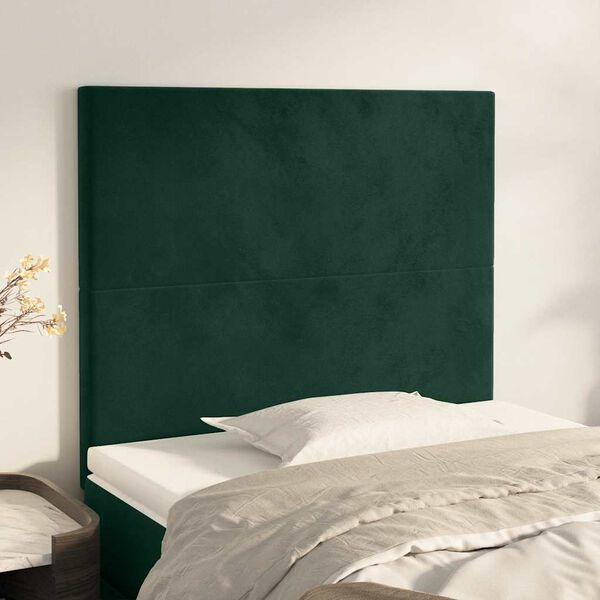 vidaXL Kopfteil Dunkelgr&uuml;n 80x5x118/128 cm Samt