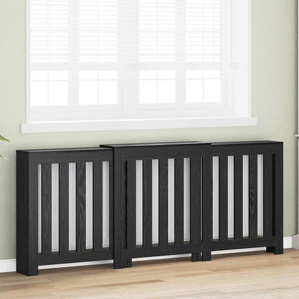 vidaXL Heizk&ouml;rperabdeckung Schwarz Eichen-Optik 205 x 21,5 x 83,5 cm