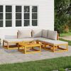 vidaXL 6-tlg. Garten-Lounge-Set mit Hellgrauen Kissen Massivholz