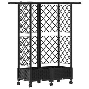vidaXL Hochbeet mit Rankgitter und Dach Schwarz 124 x 40 x 127 cm PP