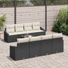 vidaXL Sofa Set mit Kissen 9 pcs Schwarz und Creme Poly Rattan