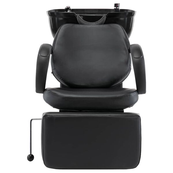 vidaXL Salon-Waschstuhl mit Waschbecken, Kunstleder, Schwarz