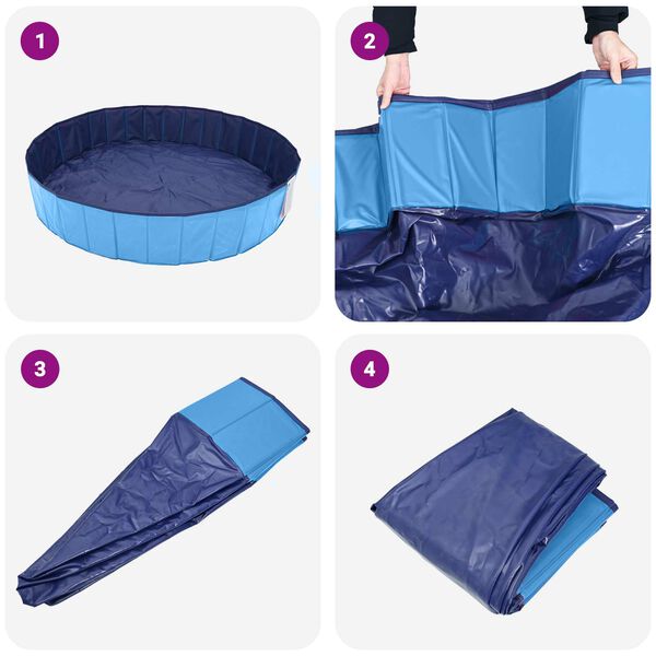 vidaXL Faltbares Hundeschwimmbecken Blau 160 x 160 x 30 cm PVC