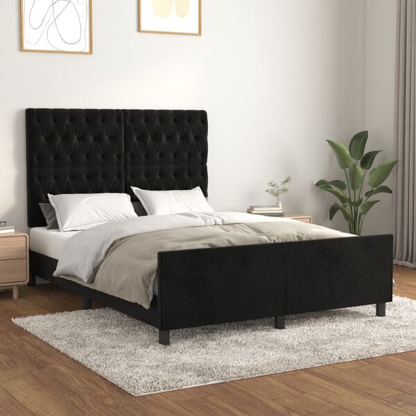 vidaXL Bettgestell ohne Matratze Schwarz 140x200 cm Samt