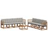 vidaXL Outdoor-Sofagarnitur mit Kissen 9 pcs Nat&uuml;rlich und Hellgrau