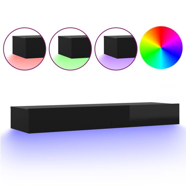 vidaXL TV-Schrank mit LED-Leuchten Hochglanz-Schwarz 120x35x15,5 cm