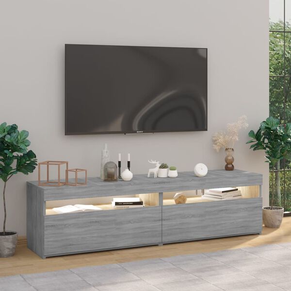 vidaXL TV-Schrank mit LED-Leuchten 2 St&uuml;ck Grau Sonoma 75x35x40 cm