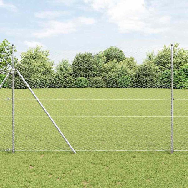 vidaXL Hexagonzaun Silber 1,6 x 100 m Verzinkter Stahl