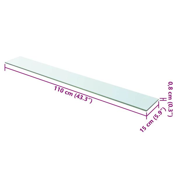 vidaXL Regalboden Glas Transparent 110x15 cm